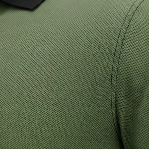 Polo à manches courtes pour homme, vert olive, avec fermeture éclair, tricoté, 100% polyester, design uni décontracté, coupe classique - Product Image 5