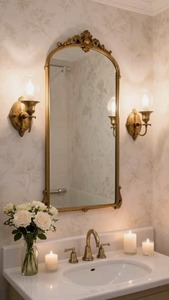 M.F. Espejo de Pared con Marco de Latón, Diseño de Lazo, Estilo Art Deco, Hecho a Mano, Decorativo Tradicional, 4.0mm de Grosor, Fácil de Colgar - Product Image 3