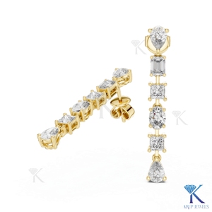 Pendientes de Lujo con Doble Halo de Diamantes Cultivados en Laboratorio con Corte Brillante, Oro Sólido de 14K, Cierre de Rosca Seguro para Mujer, Ideales para Fiestas - Product Image 1