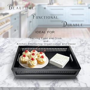 Bandeja de servicio de madera con asas Bandeja de mesa de centro de madera para el desayuno en el tocador de la cama - Product Image 4