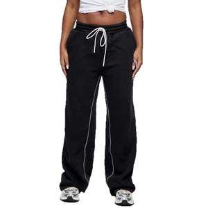 wholesale straight waistband <b>drawstring</b> women pants loose patch embroidery logo stacked baggy lady <b>trousers</b> sweatpants - Product Image 2