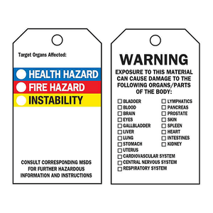 Etiqueta de Seguridad Flexible Brady para la Identificación de Riesgos Químicos - Órganos Objetivo Afectados - Product Image 2