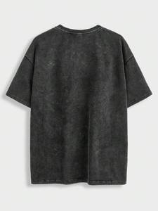 DTG Acid <b>Wash</b> Oversized Black T Shirt 280gsm 100% Combed Cotton Jersey Custom Graphic OEM Streetwear Men's shirts - Product Image 2
