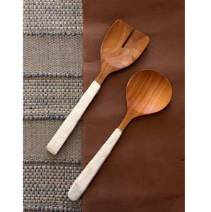 Cuchara de servir de madera con diseño turquesa impreso en los mangos, vajilla ecológica para catering - Product Image 4