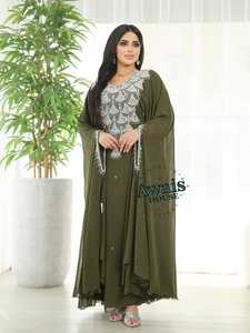 Wholesale Ethnic Wedding Evening Party Wear <b>Kaftan</b> Long Sleeve Floor Length Lightweight Plus Size Polyester Handmade <b>Sequined</b> - Product Image 3