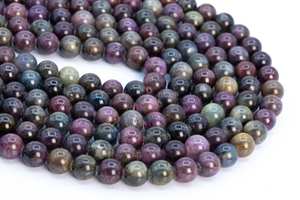 Cuentas de piedras preciosas de rubí y zafiro naturales auténticas, multicolor, redondas, sueltas, para la fabricación de joyas, pulseras y collares. - Product Image 5