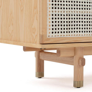 Premium Rattan with High Quality Material Living Room Cabinet Modern Slab Doors Ample Storage Compartments - Product Image 2