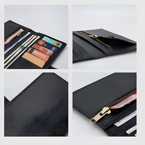Classic Black Genuine Leather Long <b>Wallet</b> Featuring Multiple Card Slots Cash Compartments And Secure <b>Zip</b> Pocket For Everyday Use - Product Image 4