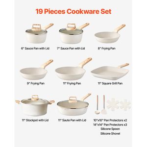 Set di Pentole Antiaderenti in Granito da 19 Pezzi, Compatibile con Induzione, in Acciaio, per Cucina e Camper, Padelle e Pentole per Salse - Product Image 2