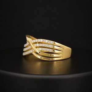 Bague de luxe en or massif 14 carats avec diamants de laboratoire taille ronde multi-rangs, idéale pour mariage, fête, ou comme cadeau pour elle - Product Image 2