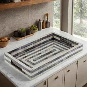 Bandeja Rectangular de Madera Natural con Incrustaciones de Hueso, Hecha a Mano, de Alta Calidad y Personalizada, para Servir en el Hogar, Restaurantes y Hoteles - Product Image 1