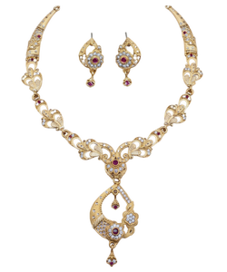 DIVYORO Juego de corona de halo de pavo real chapada en oro y cobre, joyería étnica de aniversario para mujer - Product Image 1