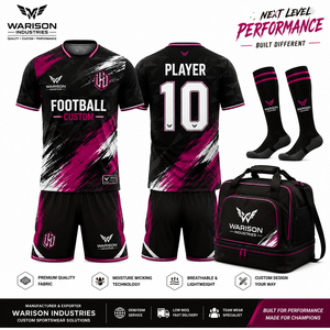 Wholesale Football Training Uniform kit Customized Size Unisex Breathable Soccer Jersey Shorts Socks And Bag Set - Product Image 5