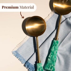 Servidores de Ensalada de Resina y Metal, Palas para Ensalada, Frutas - (12 x 3 pulgadas) |   Pinzas para Ensalada de Acero Inoxidable Color Verde Agua con Resina para Servir - Product Image 3