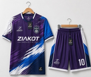 Vente en gros directe ZIAKOT INDUSTRY – Maillot de football personnalisé par sublimation, violet foncé, blanc et bleu marine, le plus vendu - Product Image 1