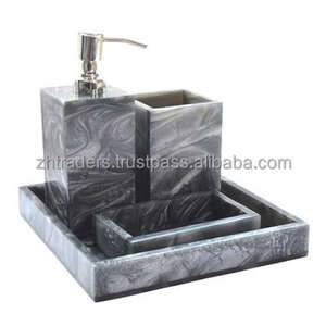 Ensemble d'accessoires de salle de bain en résine époxy de luxe faits à la main, 4 pièces, design moderne, organisateur de bain - Product Image 6