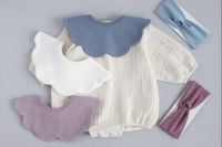 Bavoir unisexe JALBEBE pour bébé, en coton doux, simple couche, forme fleur, avec bouton-pression, écologique et antibactérien