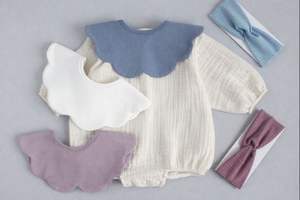 Babero JALBEBE para Bebé, con Diseño de Flor, de Algodón Suave, con Broches, Ecológico, Antibacterial, Lavable, para Alimentación - Product Image 2