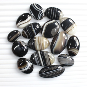 Anillo de ágata Sulemani negra natural, tamaño cabujón, ágata rayada, piedra suelta, suministro de joyería de ágata, piedra suelta rayada, ágata natural - Product Image 2