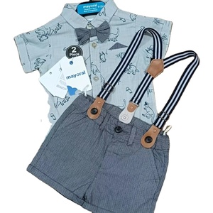 Mameluco informal con estampado floral para niños, Mono corto de verano de marca de gama alta con conjunto de botones superiores, pantalones cortos excedentes - Product Image 6