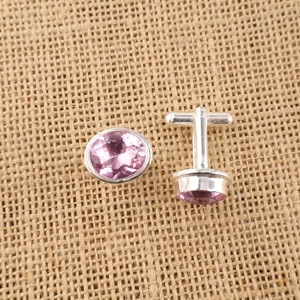 Niharika Gems Classic Handmade Morganite Purple Oval Cut Gemstone Cufflinks 925 Sterling <b>Silver</b> Channel Setting Luxury Unisex - Product Image 2