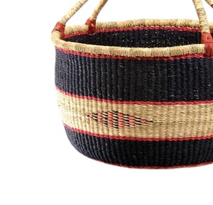 Certified Quality Seagrass Belly <b>Basket</b> Eco Friendly Natural Grass Black Red Diamond Market Shopping Tote <b>Bag</b> - Product Image 4