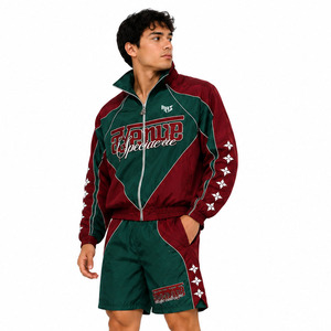 ชุดเซ็ตเสื้อฮู้ดดี้และกางเกงขาสั้นสไตล์วินเทจลำลองสำหรับผู้ชาย Y2K ผ้าโพลีเอสเตอร์ระบายอากาศได้ดี แต่งแถบสะท้อนแสง ป้องกันลม เหมาะสำหรับฤดูร้อน - Product Image 5