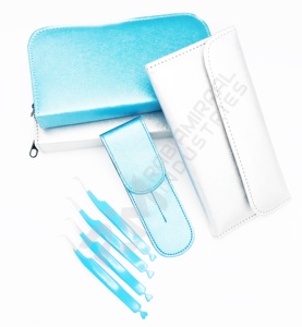 แหนบต่อขนตาเคลือบสีฟ้า RMI ปลายสแตนเลสสีเงิน พร้อมกล่องแม่เหล็กและซองหนัง - Product Image 5
