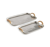Plateau de service artisanal en aluminium de qualité supérieure avec surface texturée pour des expériences culinaires sophistiquées