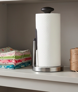 Modern Black Metal <b>Paper</b> Towel Holder Modern Round Base With Knob Countertop Dining Dispenser And Stylish <b>Kitchen</b> Organizer - Product Image 5