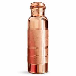 Ensemble de bouteilles d'eau sportives réutilisables en cuivre martelé traditionnel de 1000 ml avec 2 verres pour la détoxification ayurvédique, le bien-être et les voyages - Product Image 2