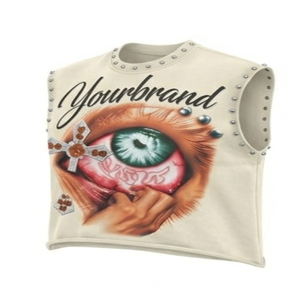 Camiseta sin Mangas para Hombre de Alta Calidad, con Estampado Digital Personalizado, Lavado Ácido, Estilo Vintage, 100% Algodón, con Bajo sin Rematar - Product Image 3