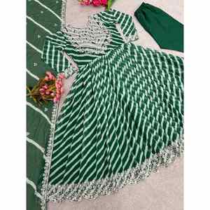 FANCY GEORGETTE BORDADO INFERIOR DE VESTIDO IMPRESO DIGITAL CON DUPATTA VERDE - Product Image 5