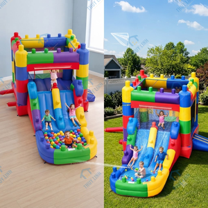 Castillo Inflable de Bloques de Construcción con Tobogán, Combinación de Juegos Inflables de PVC para Niños, Fácil de Instalar, para Fiestas en Exteriores, Jardín y Hogar - Product Image 2