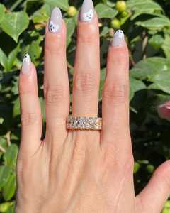 Wholesale 14k 18k Gold Lab Grown Diamond Solitaire Wedding Ring Double Row Prong Set Wide Cocktail Matching Band Manufacturer - Product Image 1
