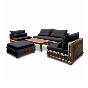New Modern Minimalist Solid Teak Wood Outdoor Garden Furniture <b>Sofa</b> Set Natural Brown Finish For Patio Balcony And Exterior - Product Image 1
