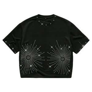 Camiseta Personalizada con Pedrería para Hombre – 100% Algodón, Corte Holgado, Manga Corta, Unisex, Estilo Urbano - Product Image 1