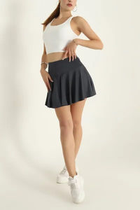 Falda Midi Plisada de Cintura Alta en PU Marrón, Nueva Colección 2025, para Mujer, Elegante, Estilo Urbano, Esencial para el Invierno - Product Image 4