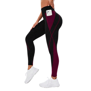 Women's Mid Waist Knitted Seamless Sports Leggings Stretch Yoga Pants <b>Tummy</b> <b>Control</b> Workout Running Gym Fitness Pocket - Product Image 3