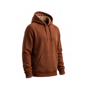 Men's <b>Hooded</b> <b>Fleece</b> Sweatshirt Solid Color Casual Regular Fit Breathable Pullover with Pocket Autumn Knitted Cotton Hoodie - Product Image 3