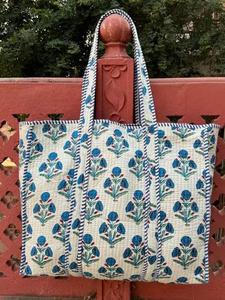 Handmade Cotton Quilted Tote <b>Bag</b> for Women – <b>Lightweight</b> Floral Print Shoulder <b>Bag</b> for Daily Use - Product Image 3