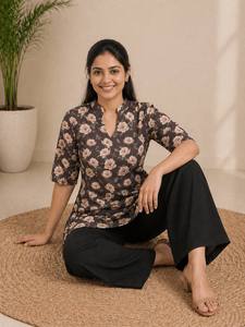 Conjunto de Uso Diario – Top de Rayón Cómodo y Pantalones Palazzo - Product Image 2