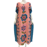 Gaun Kaftan Kasual Wanita Sederhana Ukuran Besar Setengah Panjang untuk Musim Panas, Sehari-hari, Ukuran Plus, Model Chrysanta. Kancing Leher O Premium Rayon
