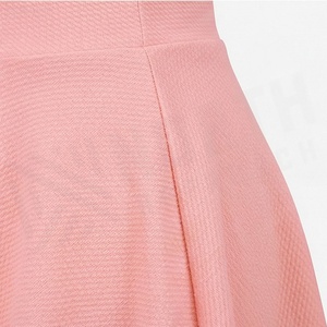 Mini-jupe trapèze rose pour femme, taille élastique, plissée, tricotée, couleur unie, style doux, toutes saisons - Product Image 5