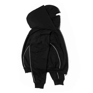 Veste de survêtement noire oversize à capuche, épaisse, zippée, avec imprimé graphique, vêtement de sport, logo personnalisé, veste de course à fermeture éclair - Product Image 6