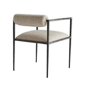 Modern <b>Dining</b> <b>Chair</b> Upholstered Seat and Back Forged Metal Frame Linen Texture Side <b>Chair</b> for Apartment <b>Dining</b> Room - Product Image 3