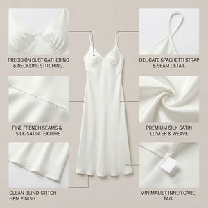 Robe de nuit élégante en satin blanc à manches courtes et col en V, longueur intégrale, douce, respirante, coupe ample, grande taille, vêtement de détente thermique pour le printemps - Product Image 6