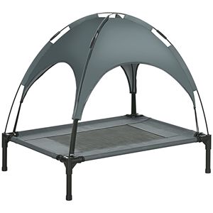 Lettino per Cani XL da Esterno da 30 Pollici con Tettuccio Parasole Protetto dai Raggi UV, Motivo Floreale, Letto Rialzato Grigio per Animali Domestici, Letto da Campeggio con Tettuccio Rimovibile - Product Image 1