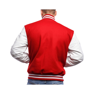 Blouson universitaire personnalisé OEM avec patch en chenille, en laine épaisse et manches en cuir, de qualité supérieure, pour équipe de baseball, style Letterman, vente en gros - Product Image 2