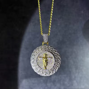 Iced Out Angel Pendant Gold and Silver Tone Hip Hop Round Style Jewellery for Men and Women - Product Image 3